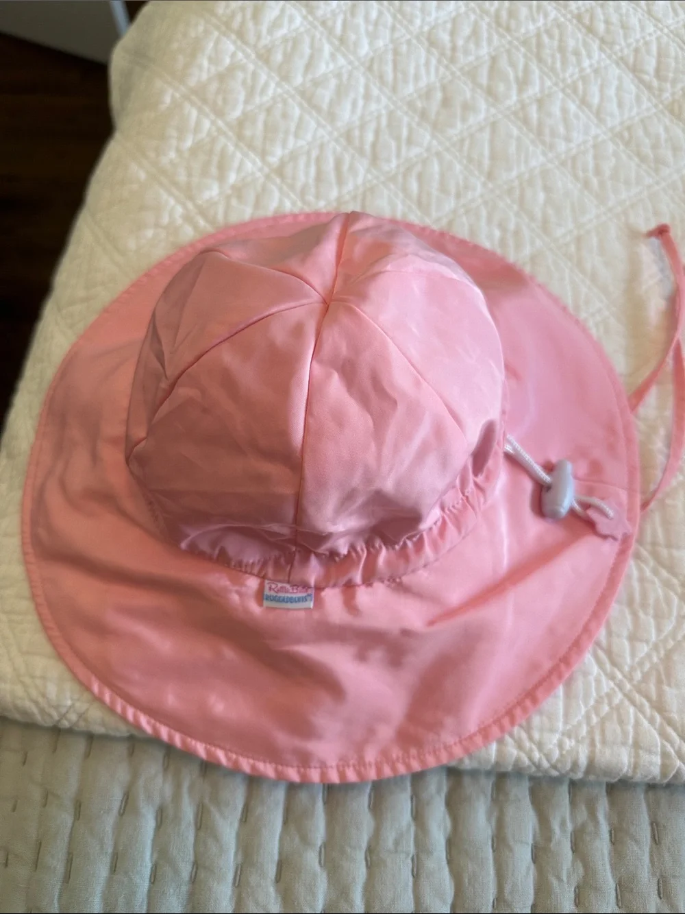 Ruffle Butts Light Pink Kids Sun Hat with Chin Cord